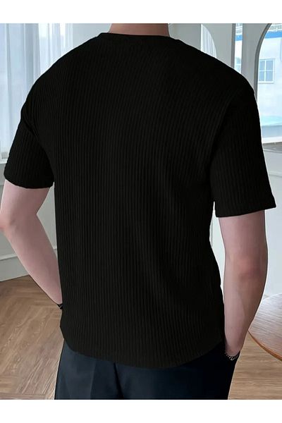 The AlpAli Men's Short Sleeve Crew Neck Knitwear Blouse