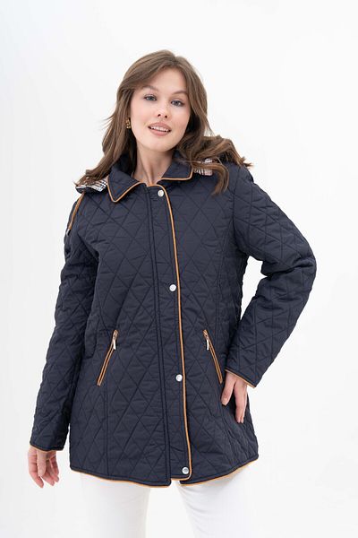 Butik Large Size Door Seasonal Coat Coat, Plaid and Detailed Inch Fit
