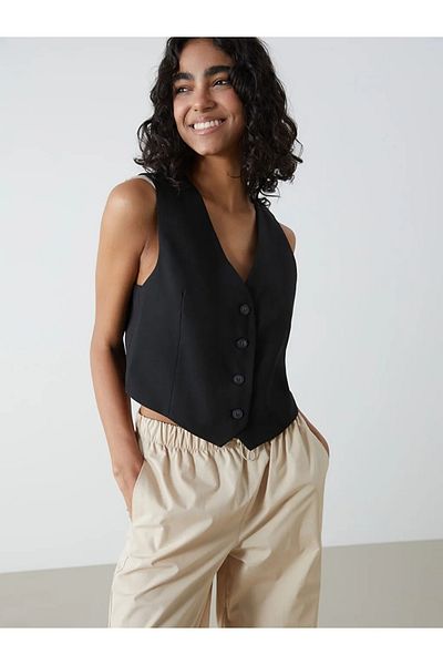 LC Waikiki Black V-Neck Women's Classic Vest