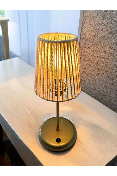 CONANA Lyris - Macrame Drawstring Mini Lampshade Powder (Cable Included with 2 Meter Plug)