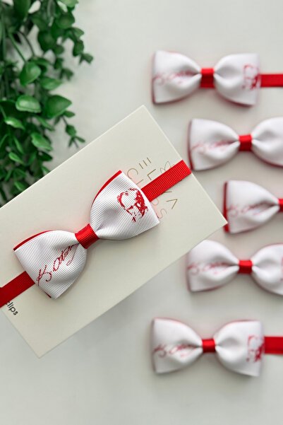 Eliya Clips Men's White Red Ataturk Signed and Silhouetted 29 October / 23 April / 10 November Bow Tie