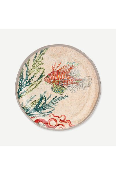 Rose Tulipani Milano Rose & Tulipani Milano Sea Life Beige Melamine Breakfast Plate 21 cm