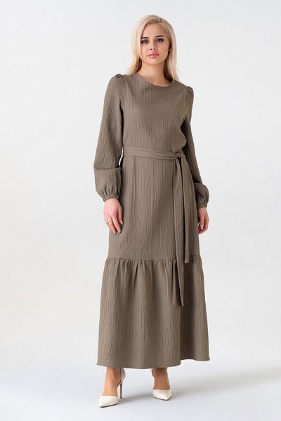 Fashion Showcase Rochie Hijab Crinkle cu mâneci balon - kaki