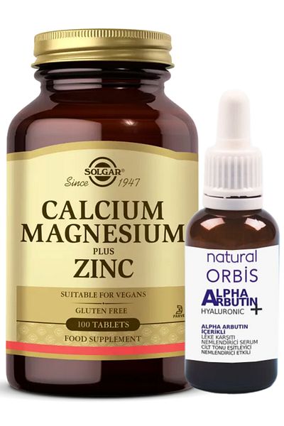 Solgar Calcium Magnesium Plus Zinc 100 Tablets (Gift Alpha Arbutin 2% Serum 30 ml