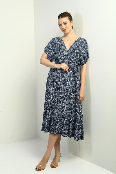 By Saygı Rochie mini cu volane, cu buzunare, cu mâneci liliac, cu decolteu în V, în față, în spate
