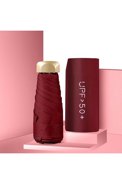 Choice IRON 6K Wine red Mini Sunumbrella pocket Umbrella Vinyl folding UV protection sunshade pocket umbrel