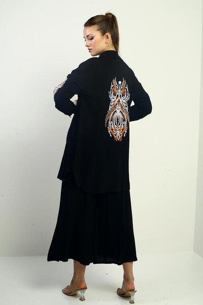 By Saygı Women's Oversized Jewelry: Tunic with Side Slits, Palazzo Pants with Elastic Waist Pockets