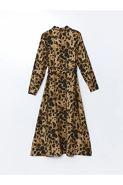 LC Waikiki Lcw Vision Brown Leopard Print Women's Shirt Dress