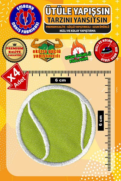 Embory Patch Madearma, minge de tenis (4 bucăți) și patch cu aplicație țesută