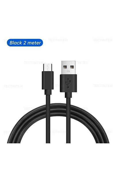 TECTINTER كابل طاقة أسود بطول 2 متر و2 أمبير، كابلات مايكرو يو إس بي للشحن السريع بطول 1 متر/2 متر/3 متر، لهواتف أندرويد، وكابل بيانات لأجهزة إكس بوكس