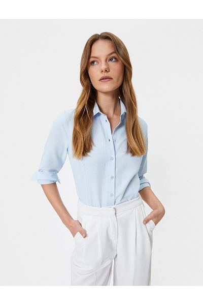 Koton Cămașă clasică cu mânecă lungă, cu nasturi, slim fit