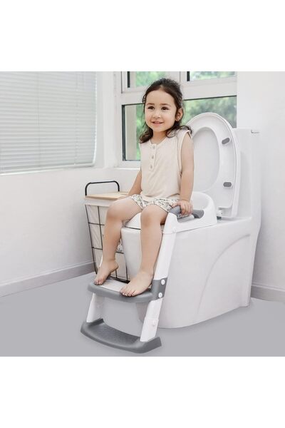 Yelajoy Kids Potty Training Toilet Seat,Adjustable Height,Non-Slip Step Ladder Splash Guard,Safe Handles