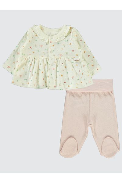 Bebetto 0-3 Months Baby Girl Pajama Set Dusty Rose