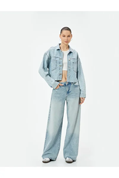 Koton Jachetă din denim cu buzunar detaliat, potrivire confortabilă