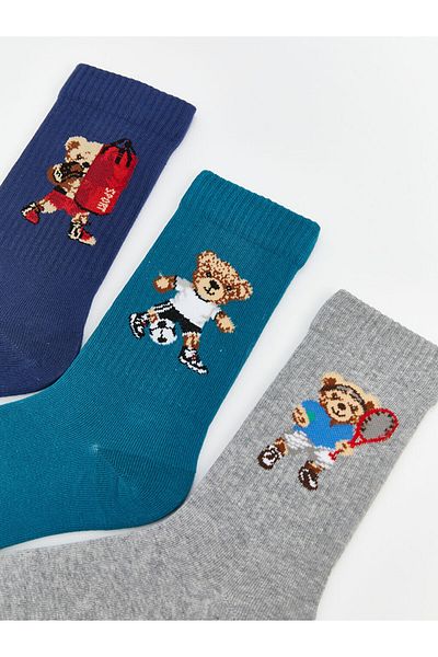 LC Waikiki Lcw Accessories Mixed Bear Teddy Printed Men's Socks 5-Piece