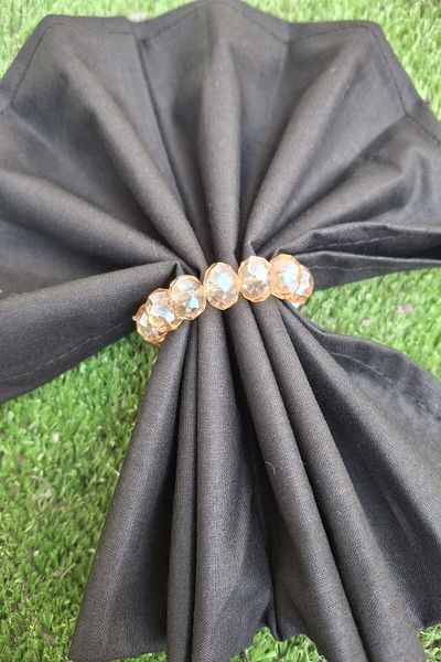 Emtory Home 6 Pcs Cream Crystal Ball Beaded Napkin Ring - Napkin Ring