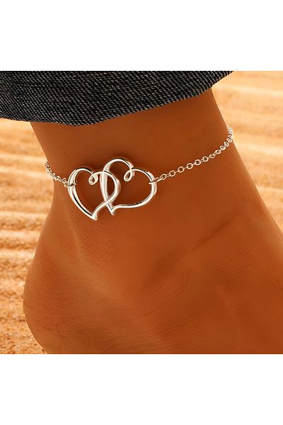 Choice Cs5847802jca1 Vintage Layer Beaded Hollow Double Heart Anklet For Women Female Bohemia Resin Beads C