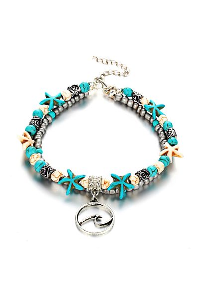Choice 8 Bohemian Multi-layer Starfish Turtle Anklets For Women Vintage Elephant Owl Beads Chain on Leg An.