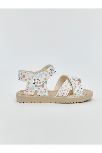 LC Waikiki Lcw Steps White Flower Printed Baby Girl Sandals