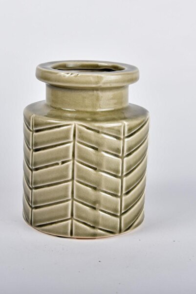 SETABIANCA Seta Ceramic Vase Striped Green Small 12*12*16 cm
