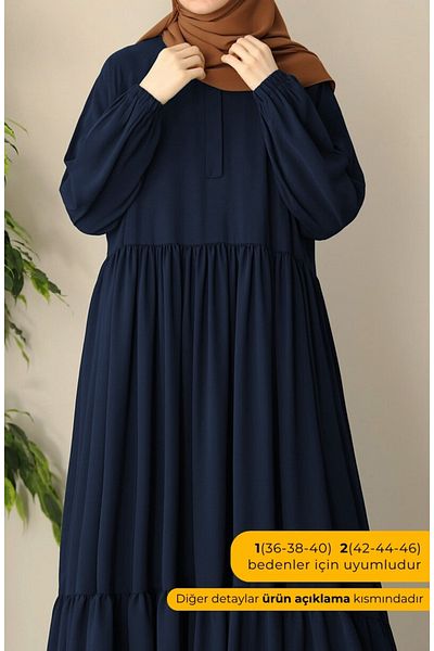 suhneva Fırsal Dress - Ferace Navy Blue