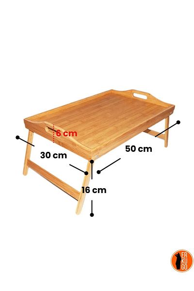 Fame Kıtchen Camping Wood Design Bed Tray Table with Folding Legs