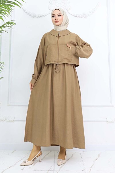 benguen Zippered Jacket Gilet Hijab Suit Mink 2240