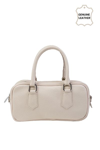 Mio Gusto Genuine Leather Beige Color Hand and Shoulder Women's Bag