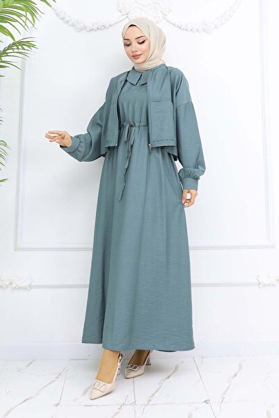 benguen Zippered Jacket Gilet Hijab Suit Çağla 2240