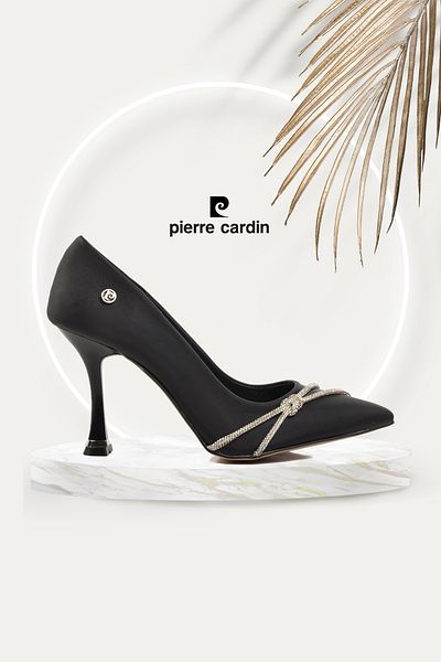 Pierre Cardin PC-54037 Pantofi cu toc pentru femei din satin negru Pantofi pentru ziua specială de logodnă