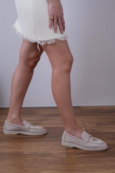 sovrana Babet Beige Suede - Tasseled Details