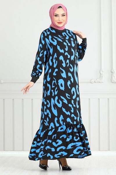 ModaMerve Σε Φόρεμα Βισκόζης με σχέδιο (Indigo) 820OZR1047-M