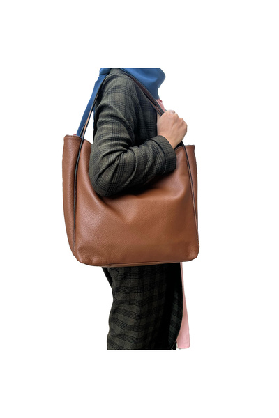 HBS ÇANTA TABA 100%hakiki deri omuz çantası