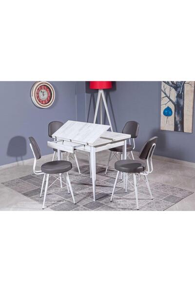 Levent Mobilya Aksesuar Kare Kartal Masa, Beyaz, 80x70
