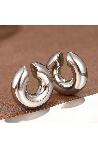 Choice silver color Exaggerated Ear Clip Earrings Minimalist Thick Glossy Geo...
