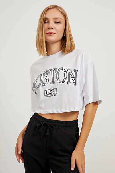 Arma Life Γυναικείο κοντομάνικο καλοκαιρινό Basic White Crop T-shirt