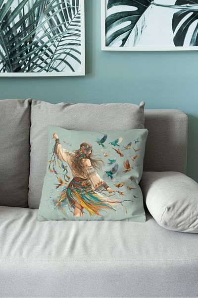 Filamente Husă de pernă cu imprimare digitală pe două fețe cu model boem (husă de pernă Bohemian)