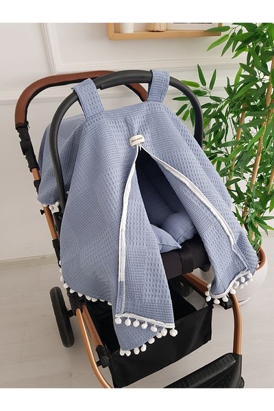 ilkimbebe Waffle Pique Zippered Baby Stroller Cover and Double Sided Baby Stroller Cushion