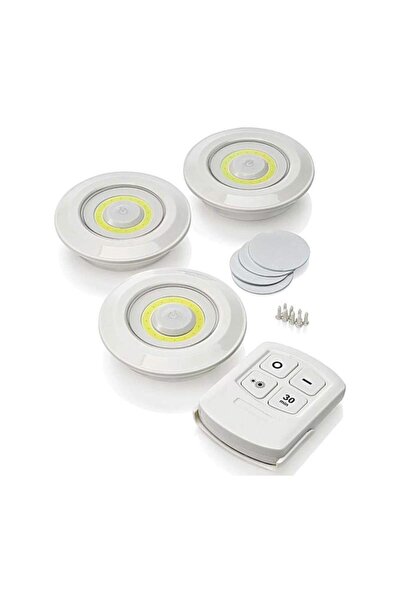 9a Nanopro 3 Lü Kumandalı Yapışkanlı Kablosuz Pilli Led Spot Lamba Işıldak 31...