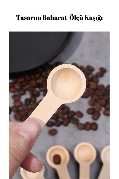 kamptek kamp teknolojisi Kamptek Wooden Round Design Mini Spice Serving Measuring Spoon Set of 6