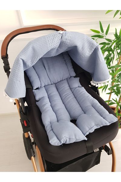 ilkimbebe Waffle Pique Zippered Baby Stroller Cover and Double Sided Baby Stroller Cushion