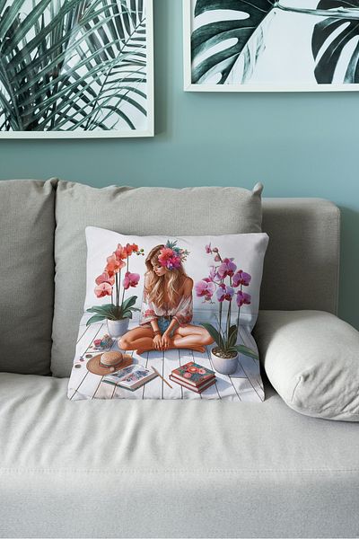 Filamente Husă de pernă cu imprimare digitală pe două fețe cu model boem (husă de pernă Bohemian)