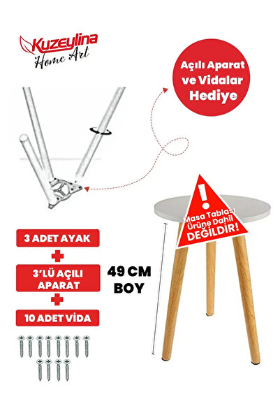 Kuzeylina Konik Sehpa Ayağı  49 Cm 3 Adet -  3'lü Plastik Ayak Bağlantı Apara...