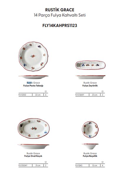 PORSER Rustic Grace Fulya Breakfast Set 14 Pieces