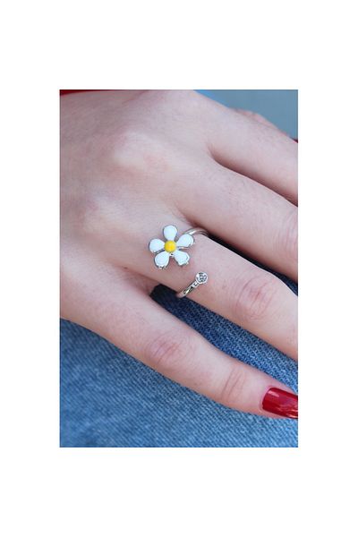 Skygo Silver Color Daisy Model Zircon Stone Detail Women's Ring - Tj-Byk2609