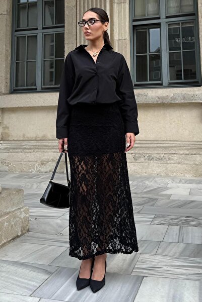 Madmext Siyah Basic Kadın Gömlek Mg2355