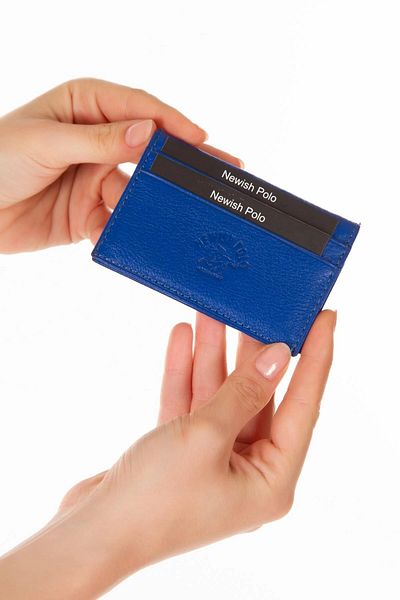Newish Polo Suport card și portofel din piele naturală - Sax