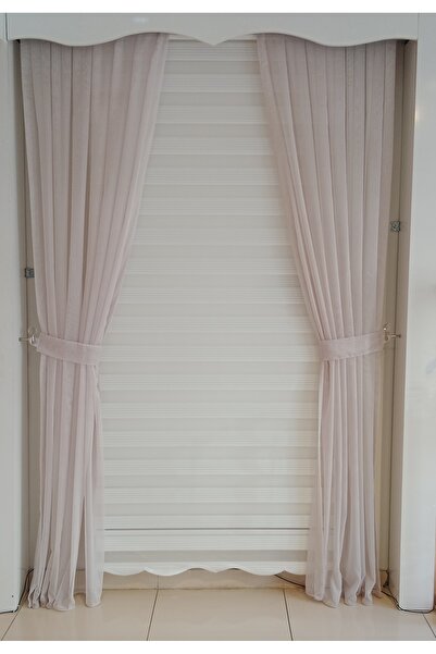 FİGENSİ Fon Tül Perde 1/3 Sık Pileli Sık Dikim Çift Kanat