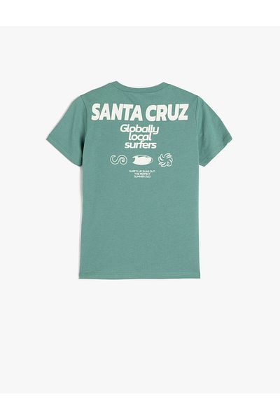 Koton Short Sleeve Crew Neck Cotton Green Boy T-Shirt 5Skb10326Tk