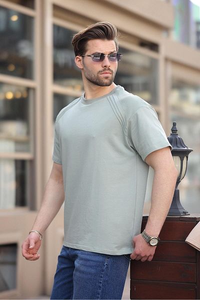 Madmext Ανδρικό μπλουζάκι Mint Green Crew Neck Basic E7138